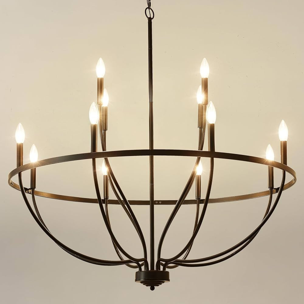 HHR 40 Inch 12-Light Farmhouse Foyer Chandelier Entryway High Ceiling, Candle Chandelier Light Fi... | Amazon (US)