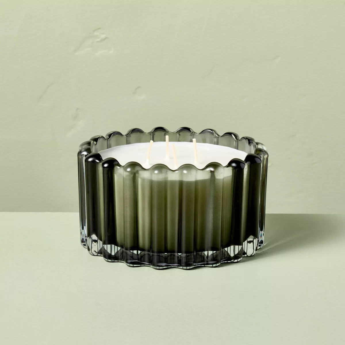 4 Wick Ribbed Glass Leather and Tonka Jar Candle Dark Green 22oz - Hearth & Hand™ with Magnolia | Target