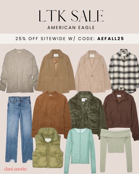 LTK Sale! American Eagle is 25% off with code AEFALL25 😍🍂 flannels, tops, vest, jeans

#LTKsalealert #LTKfindsunder100 #LTKSale