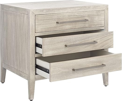Safavieh Light Grey (Fully Assembled) Couture Home Collection Ariella 3-Drawer Wood Nightstand | Amazon (US)