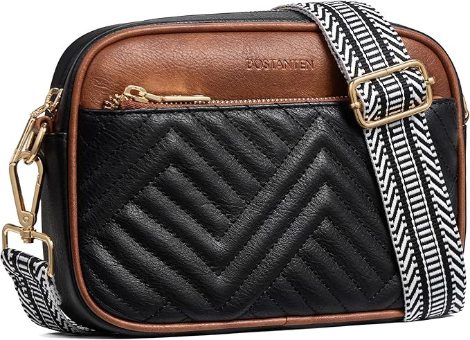 BOSTANTEN Quilted Crossbody Bags for Women Vegan Leather Purses Small Shoulder Handbags with Wide... | Amazon (US)