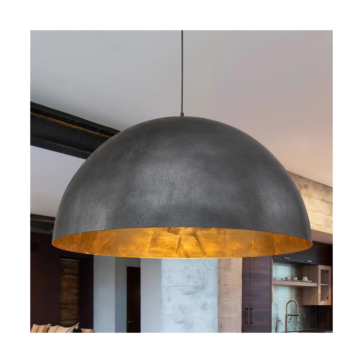 Industrial Oversized Large Metal Dome Pendant | Wayfair North America