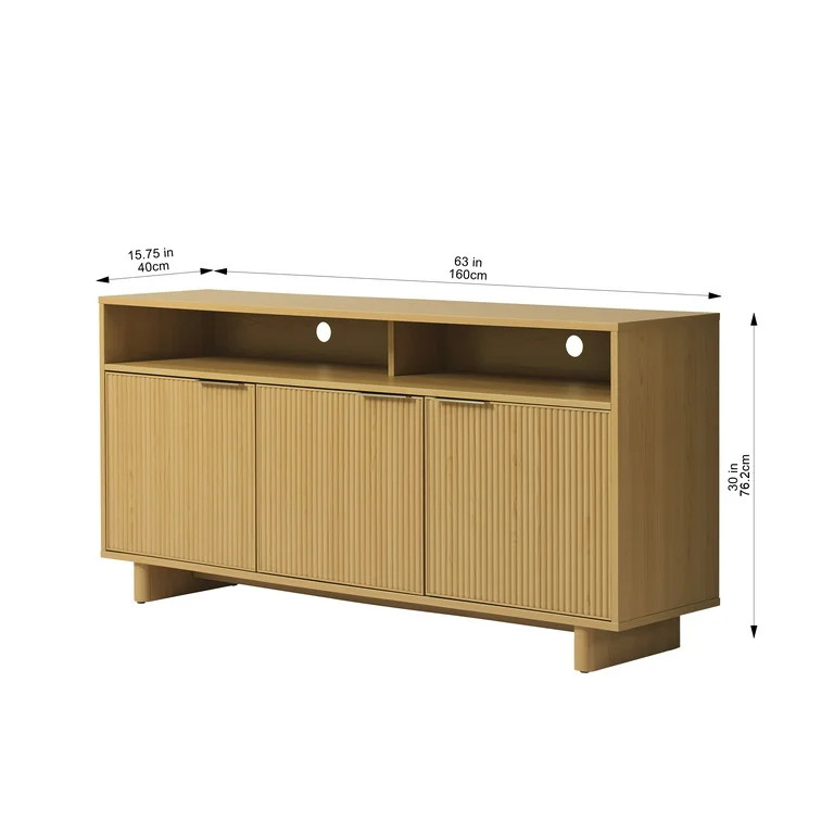 Better Homes & Gardens Lillian Fluted TV Stand for TVs up to 70", Natural Pine Finish | Walmart (US)