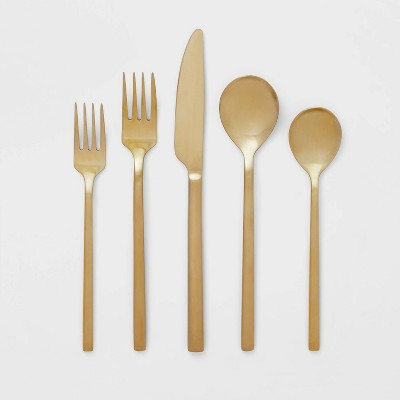 20pc Ashby Flatware Set Champagne - Threshold™: Stainless Steel Silverware, Service for 4, Dishwasher-Safe | Target