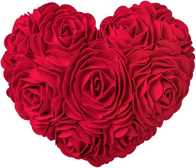 JWH 3D Flower Throw Pillow Cover Aesthetic Decorative Valentines Day Accent Pillow Case Heart Sha... | Amazon (US)