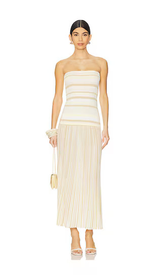 Citara Strapless Dress in Butter Stripe | Revolve Clothing (Global)