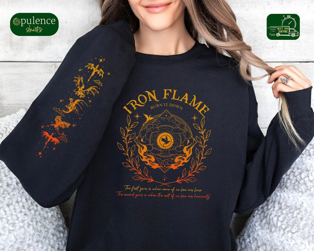 Iron Flame Burn It Down Shirt, Fourth Wing T-shirt, Basgiath War College Sweatshirt, Dragon Rider... | Etsy (US)