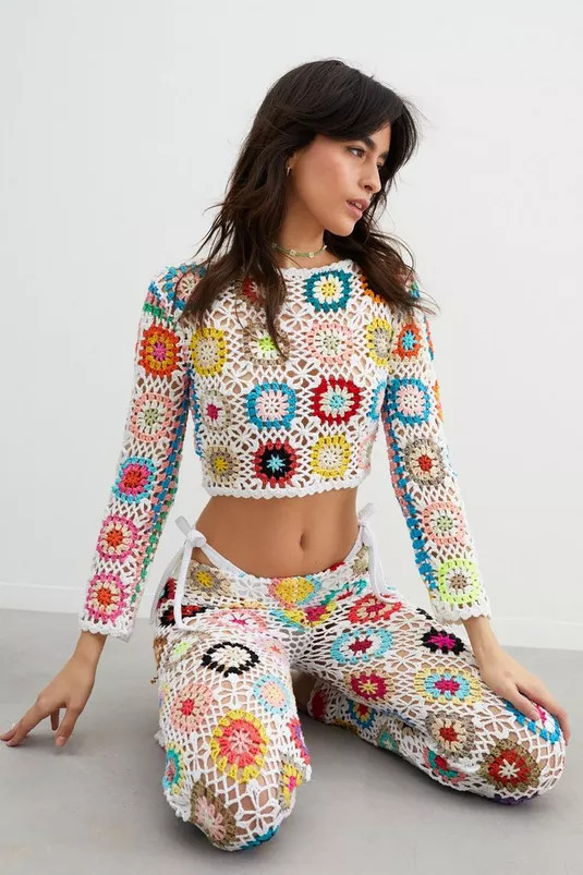 Square Crochet Wide Leg Pants | Nasty Gal (US)