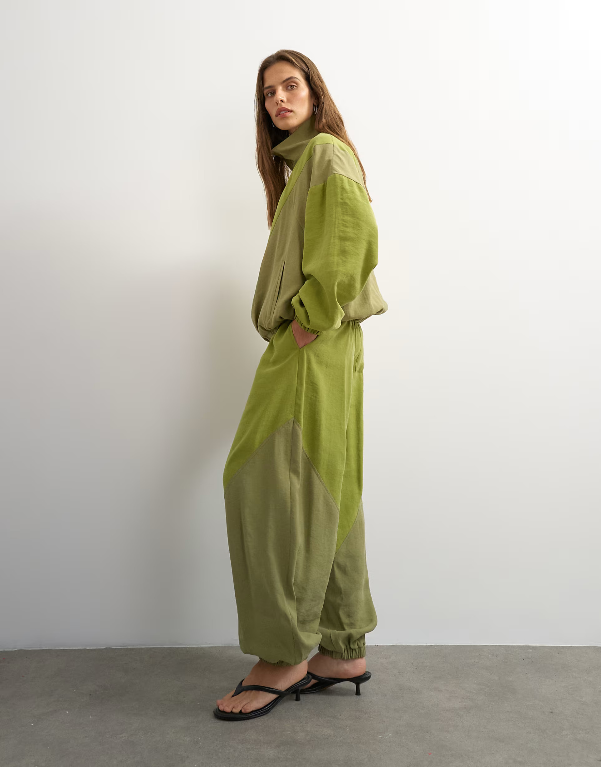 Topshop color block horseshoe pants in green - part of a set | ASOS (Global)