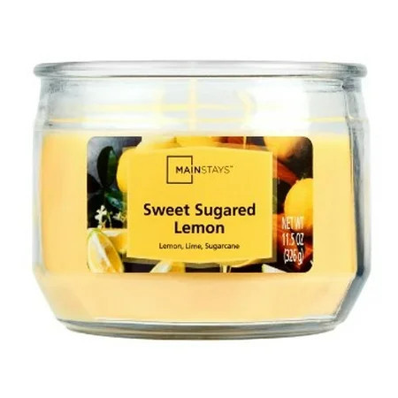 Mainstays 3-Wick Glass Jar Candle, Sweet Sugared Lemon, Yellow, 11.5 oz | Walmart (US)