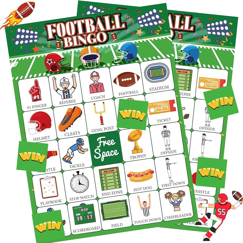 Football Party Games Football Bingo for Adults Kids Football Games 24 Players Football Activities... | Amazon (US)