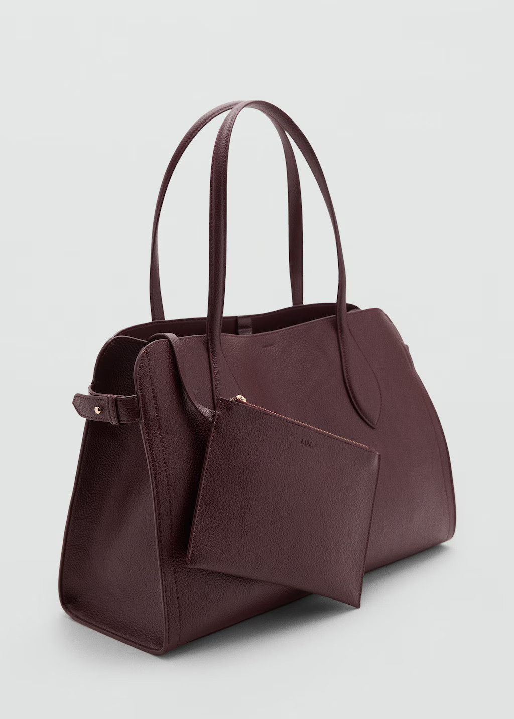 Medium bag with beaten leather effect burgundy - Woman - One size - MANGO | Mango (US/MX/AU)
