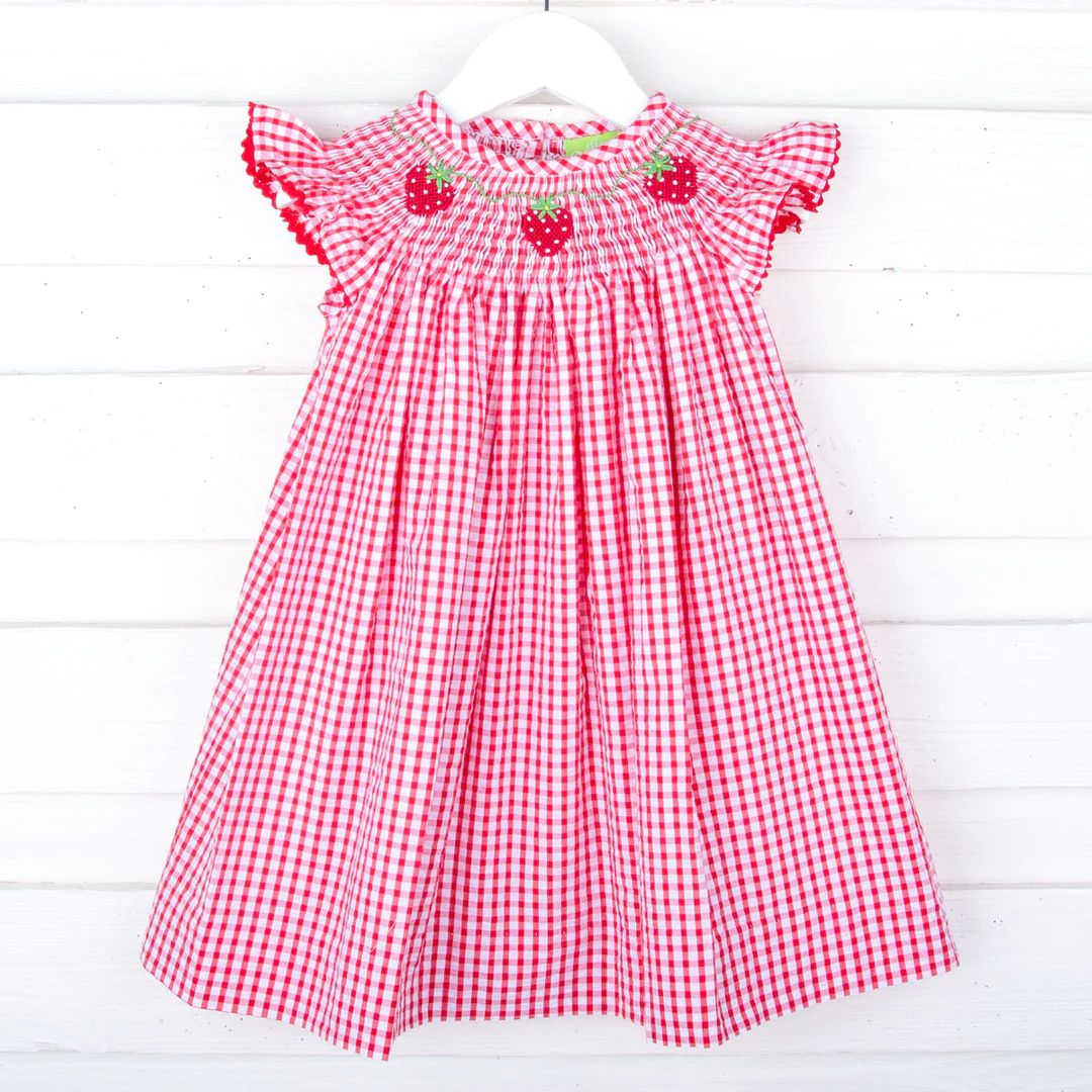 Strawberry Smocked Red Check Dress | Classic Whimsy