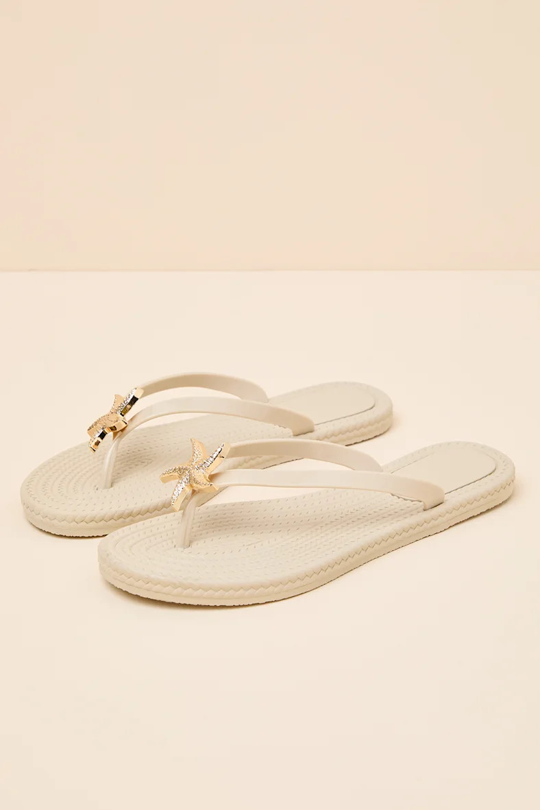 Nina Beige Starfish Flip Flops | Lulus