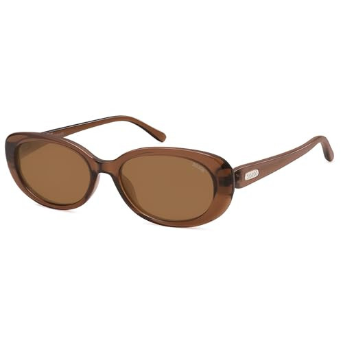SOJOS Retro Oval Polarized Sunglasses for Women Men Vintage 90s Style Womens Mens Sunnies Sun Glasses SJ2369, Brown Frame/Brown Lens | Amazon (US)