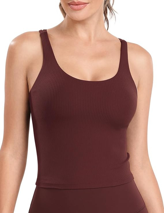 HeyNuts Zeal Bras Longline Ribbed Medium Support Sports Bras, Crisscross Back Tank Tops with Remo... | Amazon (US)