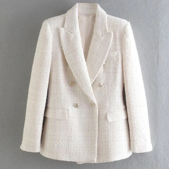 ZBZA white tweed blazer | Poshmark