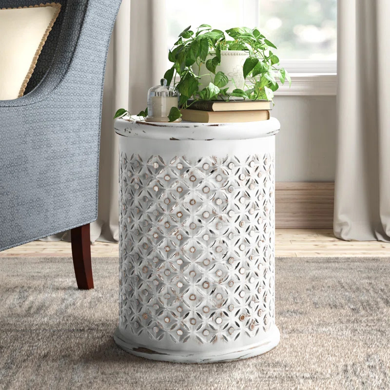 Marple Solid Wood Tray Top Drum End Table with Storage | Wayfair Professional