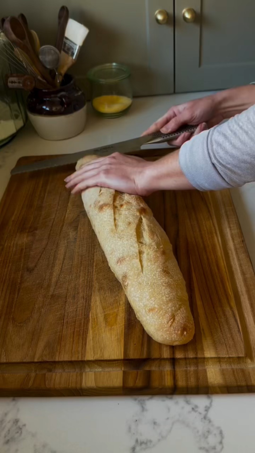 Homemade sourdough baguettes with a crisp crust and tender inside.
I use my plain sourdough dough, shape into baguettes, let them rise on the counter, then bake hot with steam for that classic bakery texture. Perfect for sandwiches, soups, or simple butter and jam.

#LTKSeasonal #LTKmomlife #LTKfoodie