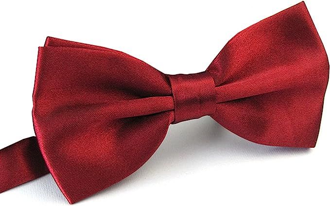 AWAYTR Men's Pre Tied Bow Ties for Wedding Party Fancy Plain Adjustable Bowties Necktie | Amazon (US)