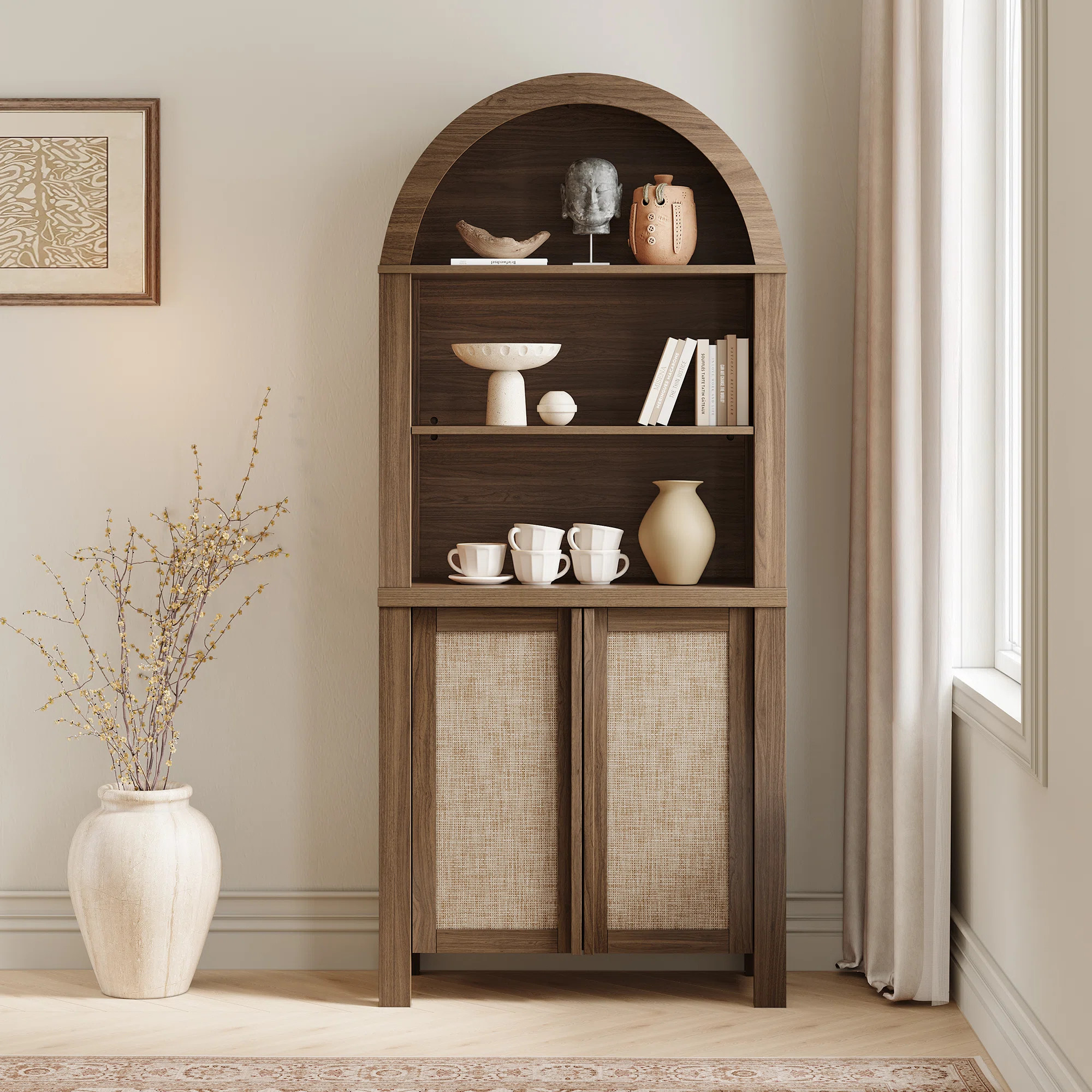 Retro Minimalism 70.5'' Tall Arched Display Cabinet | Wayfair North America