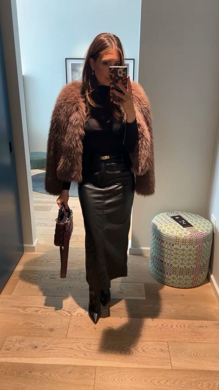 Wine tasting outfit 
Mob wife era
Faux fur coat

Medium in coat and top, size XS in faux leather maxi 

#LTKSeasonal #LTKstyletip #LTKshoecrush