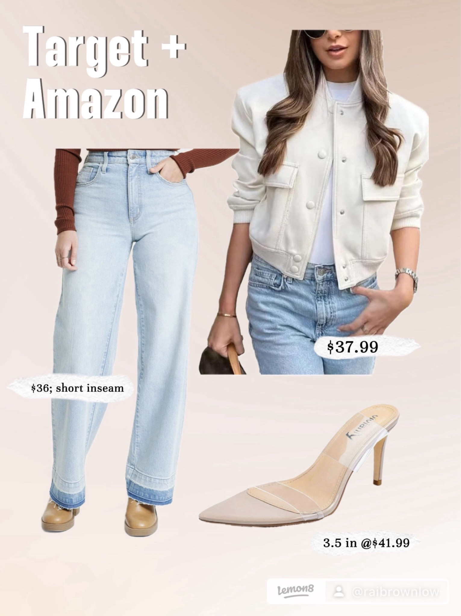 Wearing 6 short for the pants and size small for the bomber jacket:)



Amazon finds, target finds, LTKunder50, budget style,  budget finds, wide leg jeans, bomber jacket, clear heels

#LTKstyletip #LTKfindsunder50