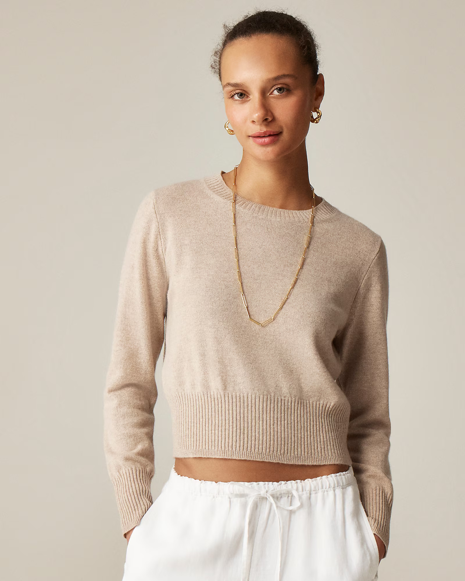 Cashmere shrunken crewneck sweater | J. Crew US