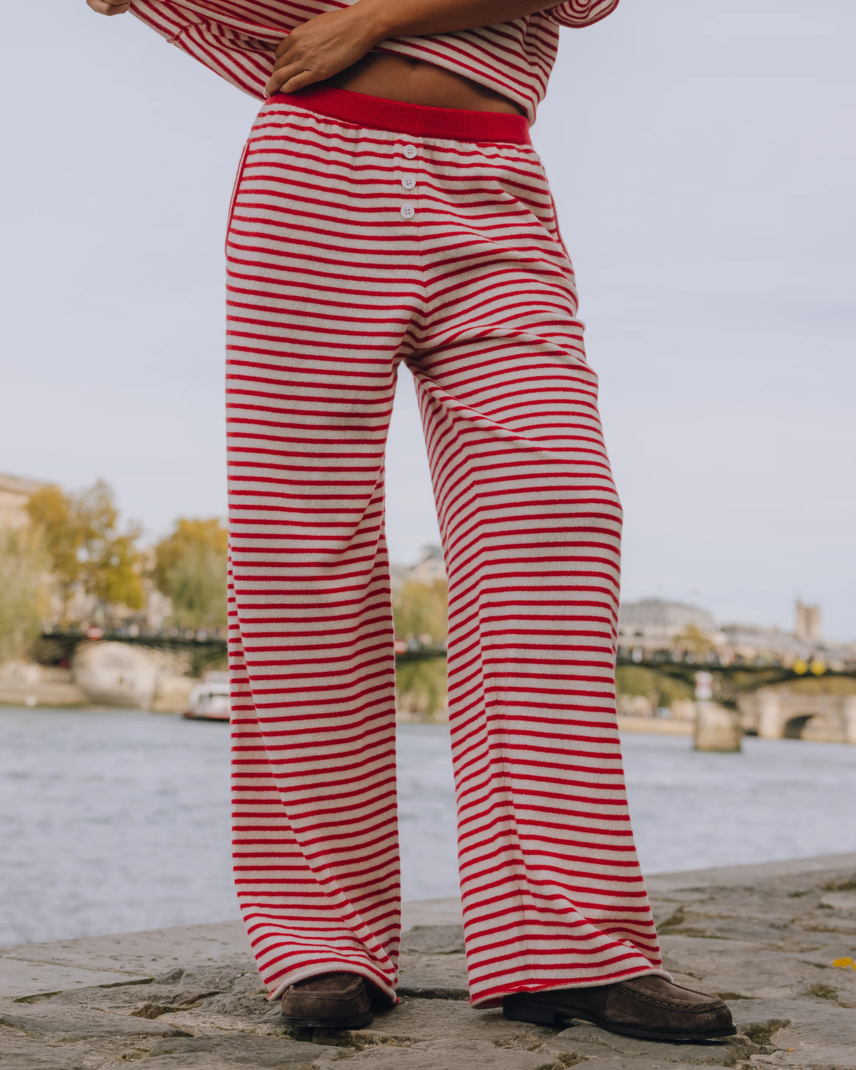 Cashmere Resort Pants - Red + White Stripe | Daily Drills LLC