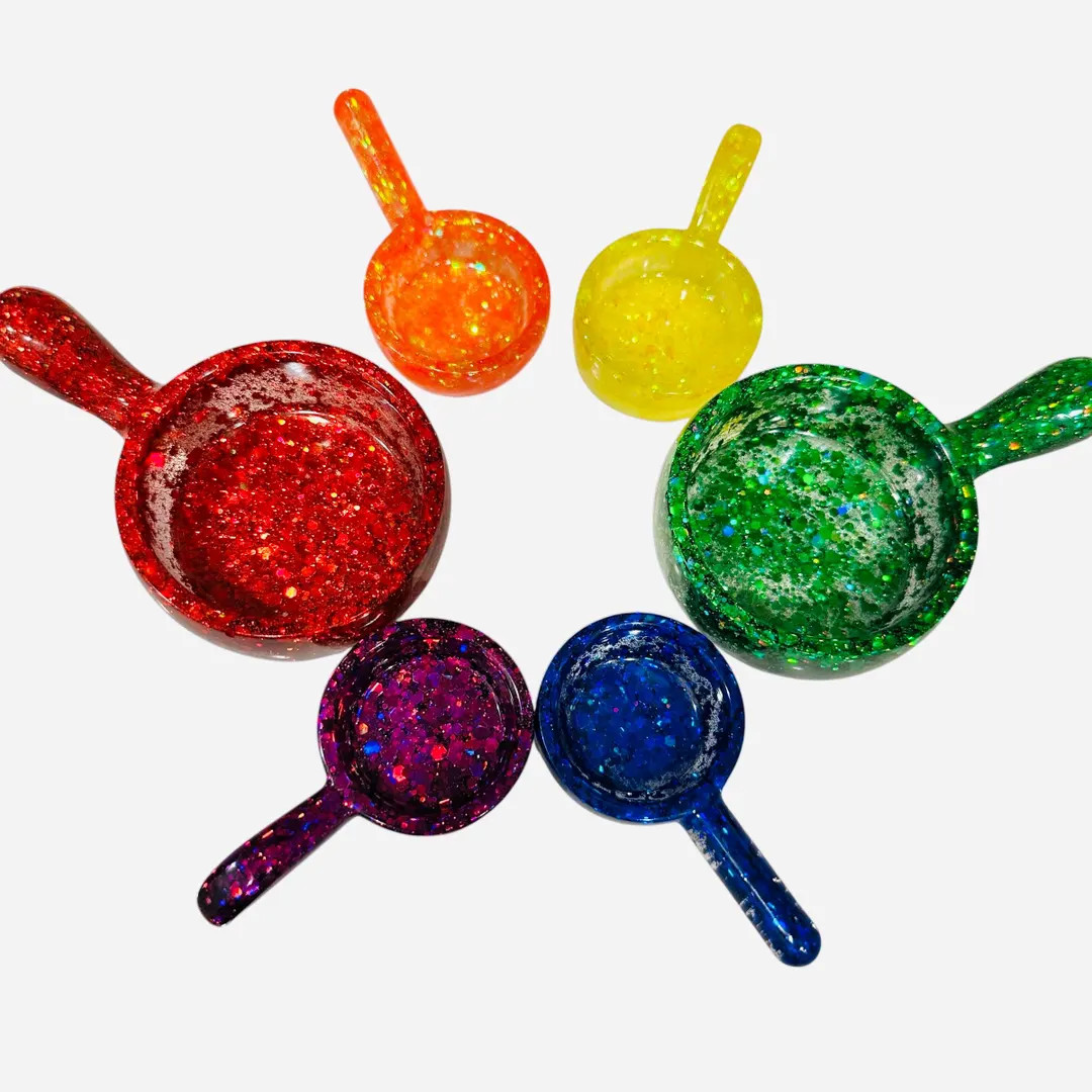 Rainbow Colored Glitter Resin Scoopers, Sensory Bin Play, Kitchen, Potion, Mud, Messy, Fine Motor... | Etsy (US)