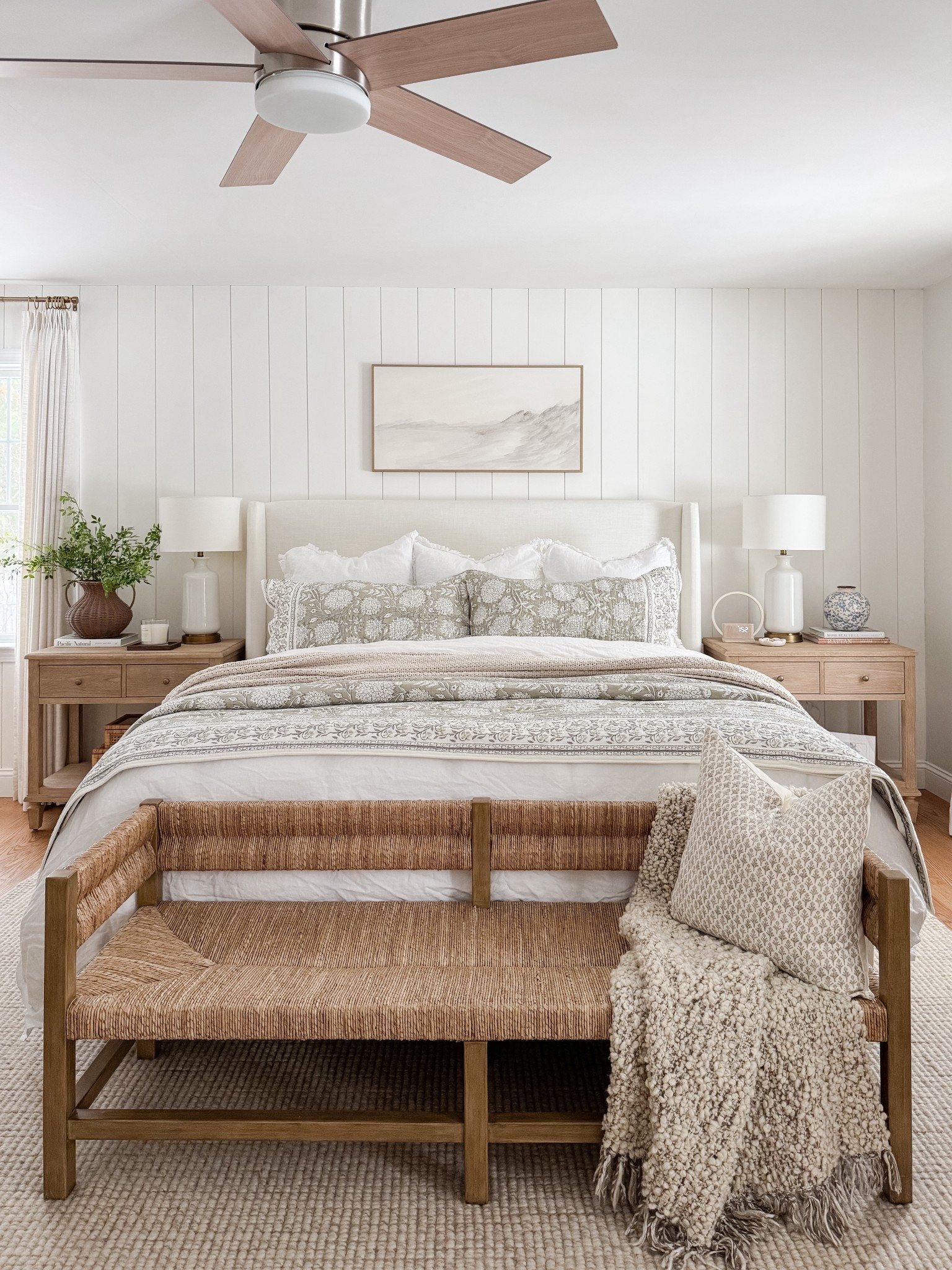Amazon Neutral coastal bedroom with gingham bedding, layered throw blankets, textured knit coverlet, and soft patterned pillows. Light wood nightstands and white table lamps create a calm, layered spring bedroom look. 
Spring bedding, neutral bedroom decor, layered bedding, spring bedding, coastal bedroom, throw blanket, knit coverlet, patterned pillows, light wood nightstands, white table lamps, cozy bedroom, serene bedroom style, sherri calnan home

#LTKHome