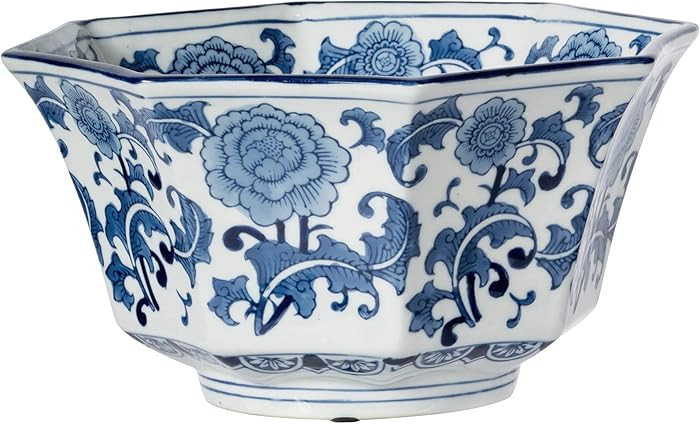 A&B Home 0162 Ren Blue & White Centerpiece Bowl, 10.5" | Amazon (US)