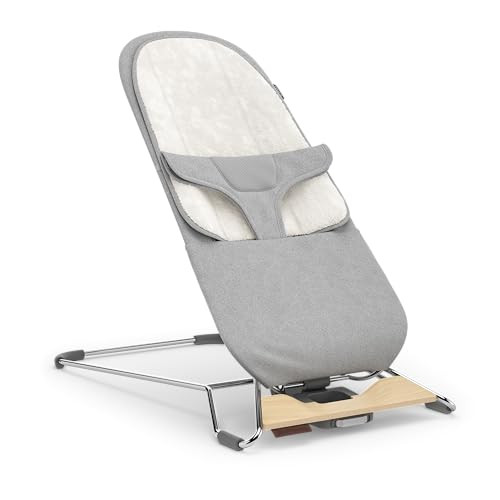 UPPAbaby Mira Bouncer/Portable 2-in-1 Bouncer + Seat Grows with Your Baby/GREENGuard® Gold, JPMA + FSC® Certified/Cozy Seat Liner + Storage Bag Included/Stella (Grey Mélange/Silver Chrome/Maple Wood) | Amazon (US)