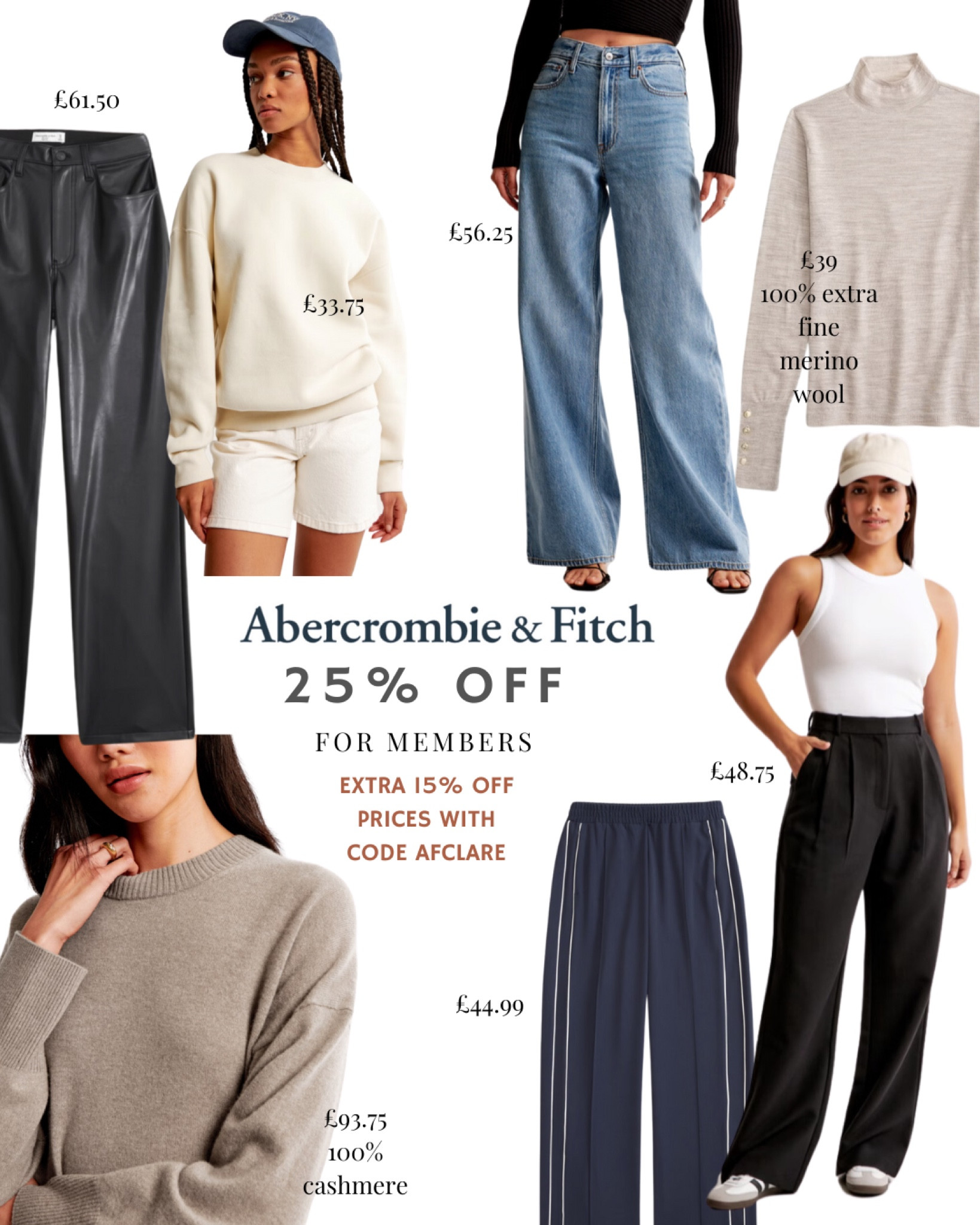 25% off for My Abercrombie members 
Free to sign up 
Extra 15% off with code AFCLARE

These are my tried and tested top picks, sizing info can be found on my other posts - just search Abercrombie. 

#LTKsale #LTKCyberWeek #LTKuk