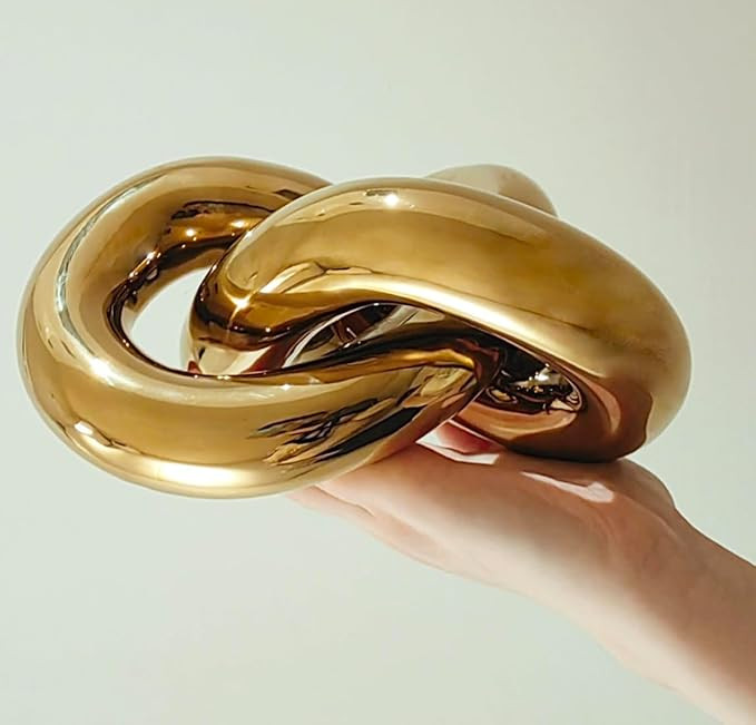 Large Ceramic Gold Knot Statue Décor, Gold Coffee Table Decor, Multi-Angle Abstract Geometric Sc... | Amazon (US)