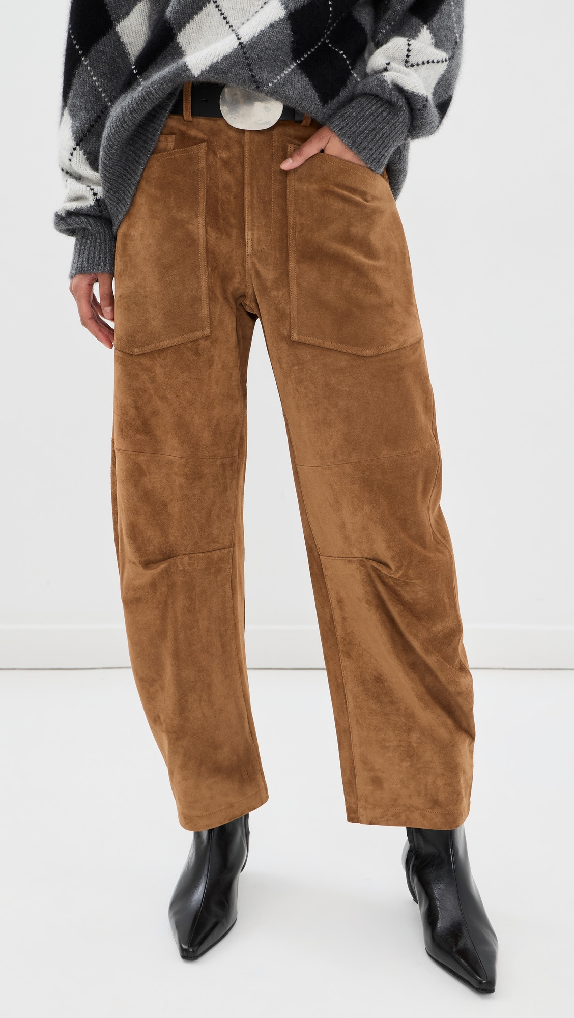 Nili Lotan Shon Calfskin Suede Pants Martora 10 | Shopbop