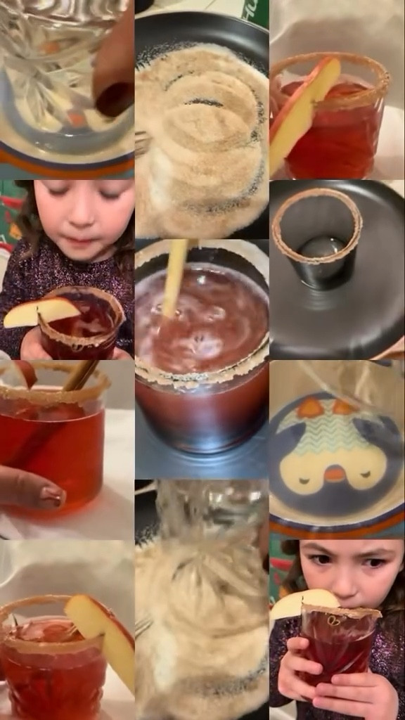Amaya loves making fun and festive drinks 🍎✨
I made a fun mocktail one holiday just to make things fun and now she wants mommy to make them for every special occasion and she likes to help me make them.

This one’s sweet, tart, a little spicy — sparkling apple cider + cranberry cocktail + ginger beer + a squeeze of lemon. Rim it with cinnamon sugar, add ice if you’d like, add a cinnamon stick & finish with apple slices. Zero alcohol, all the holiday vibes 🥂

#MocktailTok #CozyDrinks #AppleCiderMocktail #HolidaySips #nacocktails

#LTKHome