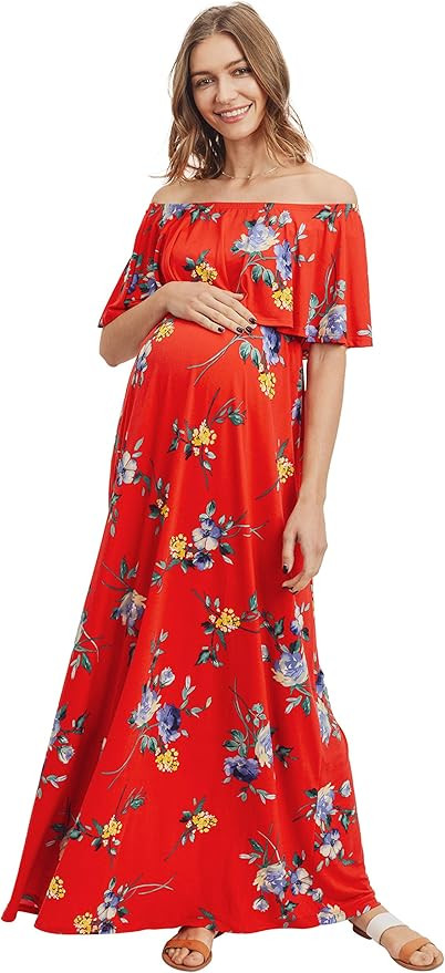 Maternity Dress Off Shoulder Maxi Pregnant Women Baby Shower Photoshoot | Amazon (US)