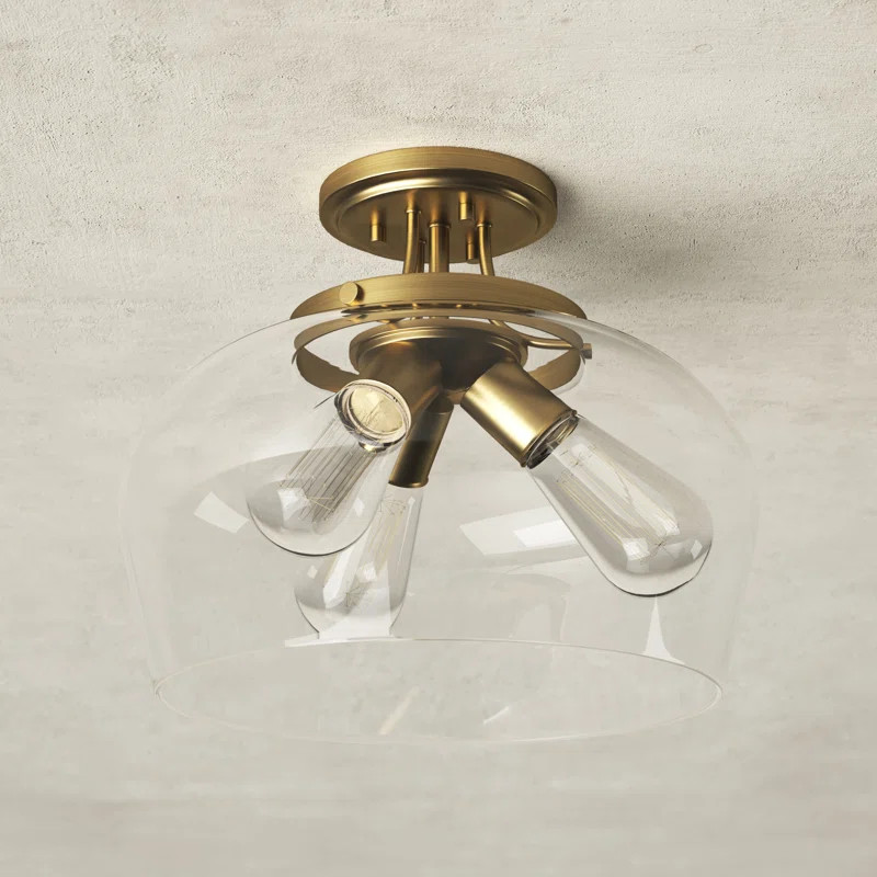 Keener 3 - Light 13'' Dome Semi Flush Mount | Wayfair North America