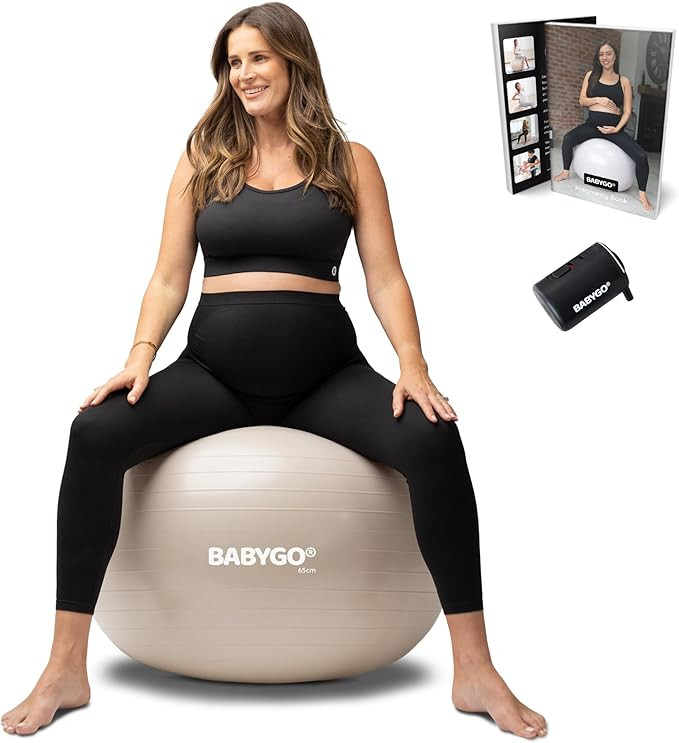 BABYGO Birthing Ball - Pregnancy Yoga Labor & Exercise Ball & Book Set Trimester Targeting, Mater... | Amazon (US)