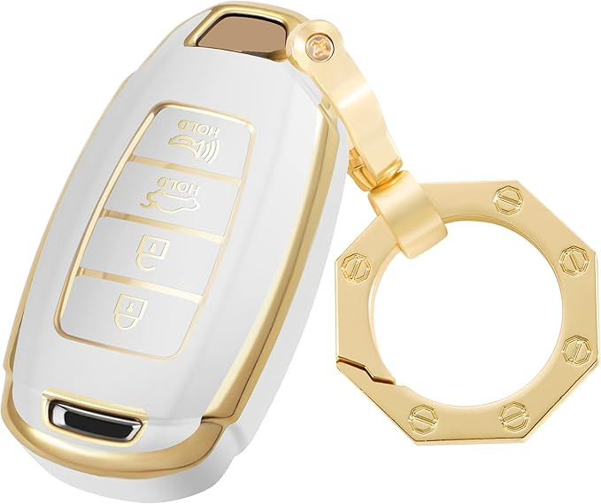 YHC for Hyundai Key Shell, Key Fob Cover Case with Gold Keychain fit Hyundai Fe Palisade Kona Ela... | Amazon (US)