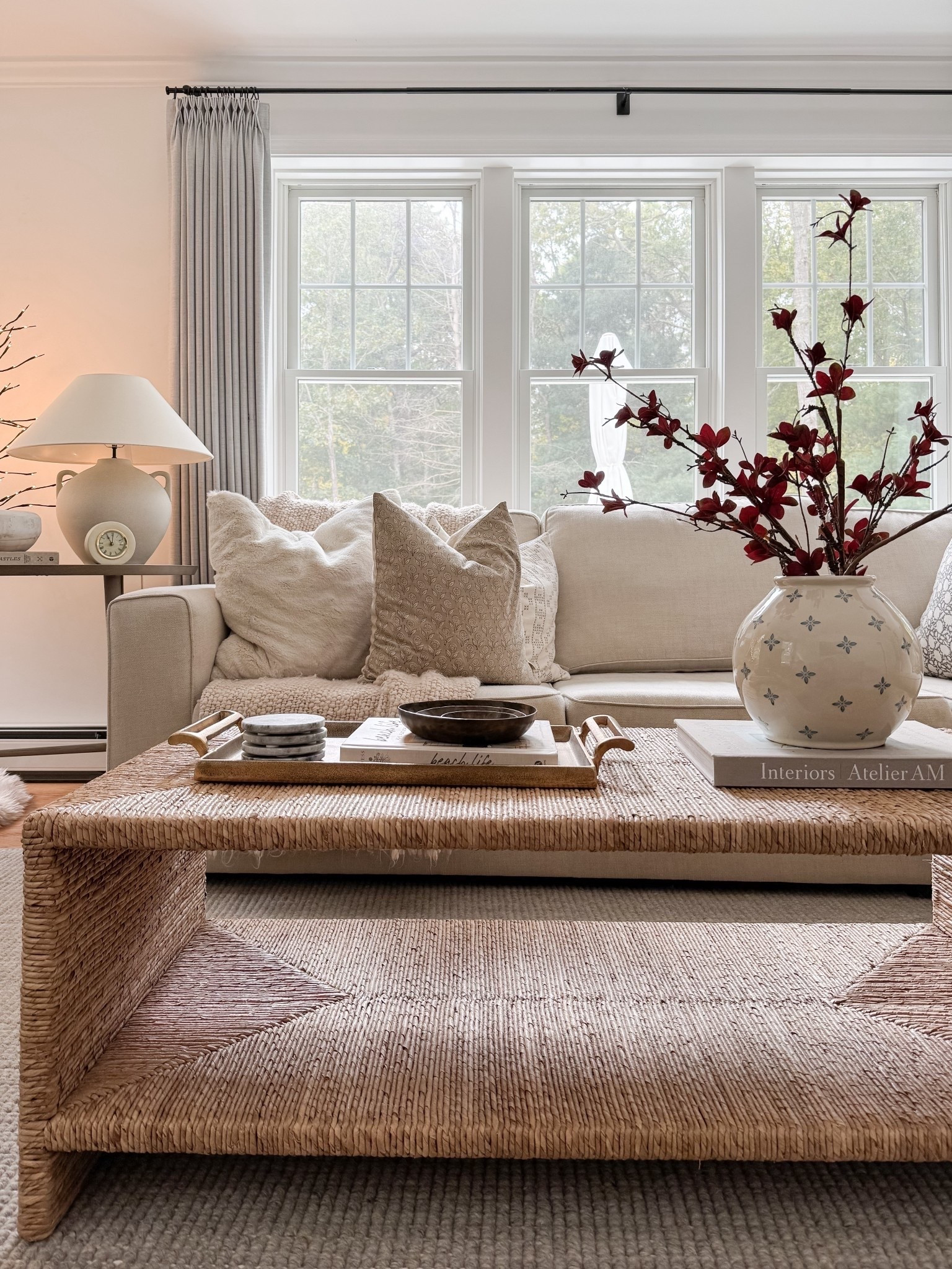 Adding subtle seasonal decor to our living space! 🤍 I can’t believe these faux stems are still in stock—they’re perfect for both fall and winter!

Magnolia home  Coastal living room  throw blanket, throw pillows, potter barn sofa,  vase, jute rug, sherri calnan home

#LTKHome #LTKSaleAlert #LTKSeasonal