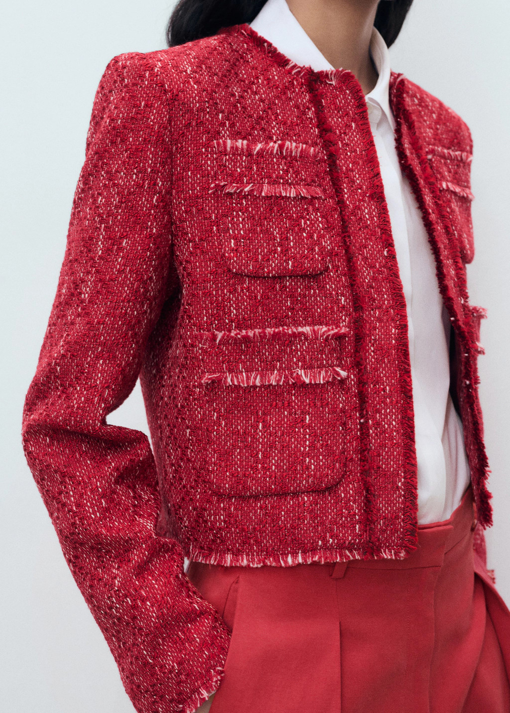 Tweed jacket with frayed ends | Mango (US/MX/AU)