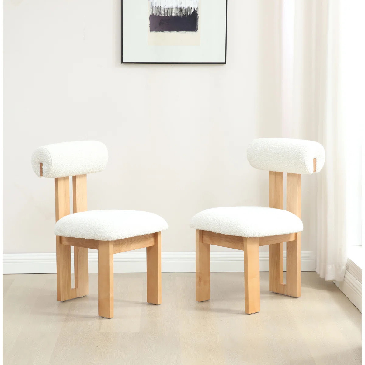 Dellar Boucle Upholstered Back Dining Chair | AllModern