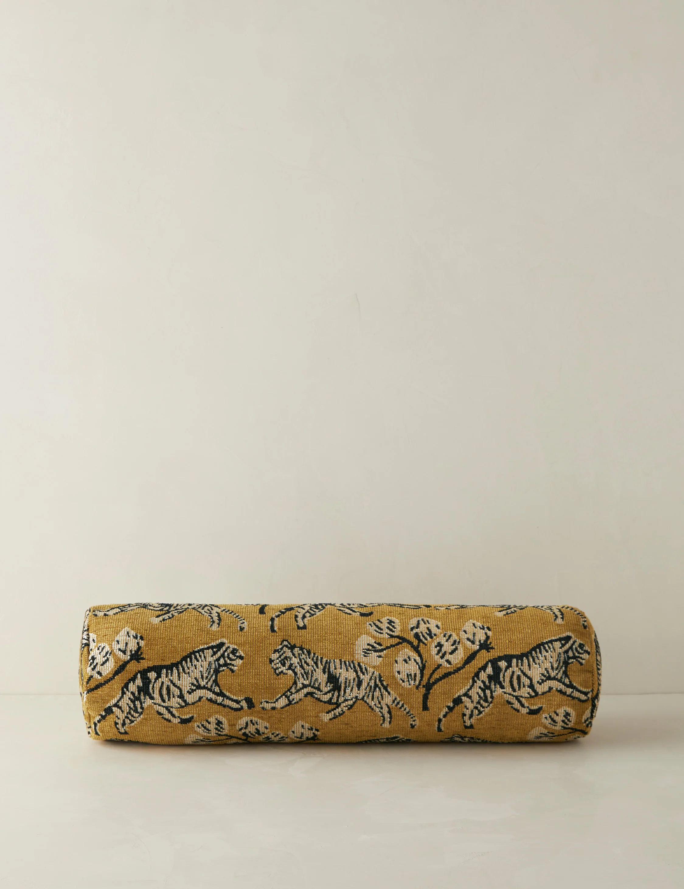Tiger Jacquard Bolster Pillow by Sarah Sherman Samuel, Gold | Lulu and Georgia 