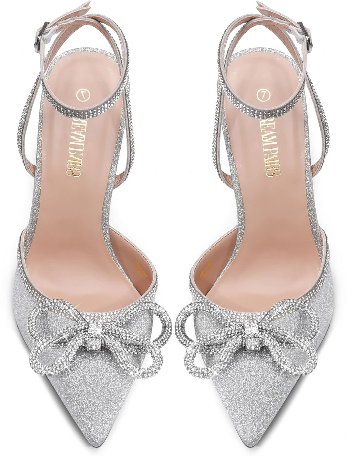 DREAM PAIRS Women's High Heels Destiny Closed Toe Strappy Heels Sexy Rhinestone Ankle Strap Pumps We | Amazon (US)