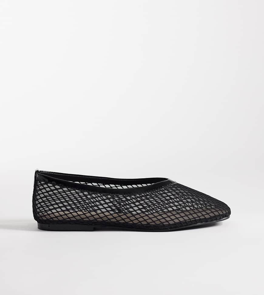SEQWL Wide Fit – Flache Ballerinas mit gewebtem Mesh in Schwarz | ASOS (Global)
