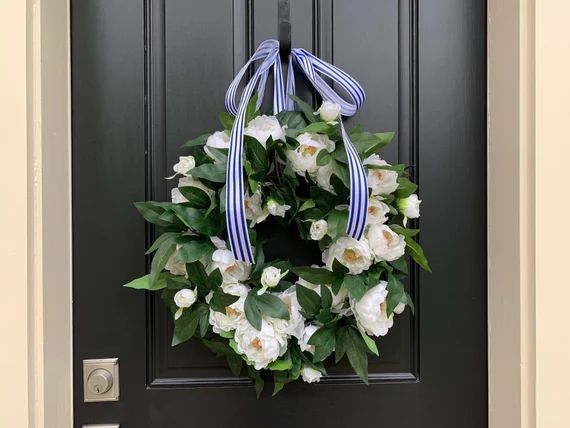 White Peony Wreath for Summer SALE Front Door Wreaths White - Etsy | Etsy (US)