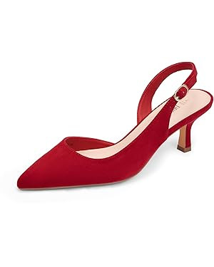 DREAM PAIRS Women's Kitten Heels Slingback Closed Pointed Toe Low Pumps Shoes Women Party Wedding... | Amazon (US)