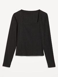 Fitted Square-Neck Rib-Knit T-Shirt for Women | Old Navy (US)